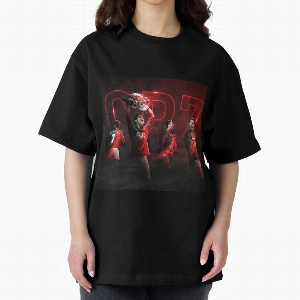 Cristiano Ronaldo in Manchester United Oversized T-Shirt Show Your Tournament Heart for FIFA World Cup 2026 Spirit, Inspired by Germany, Cristiano Ronaldo, Haaland and CR7, Championship Spirit, Famous Goals, Roaring Crowds and International