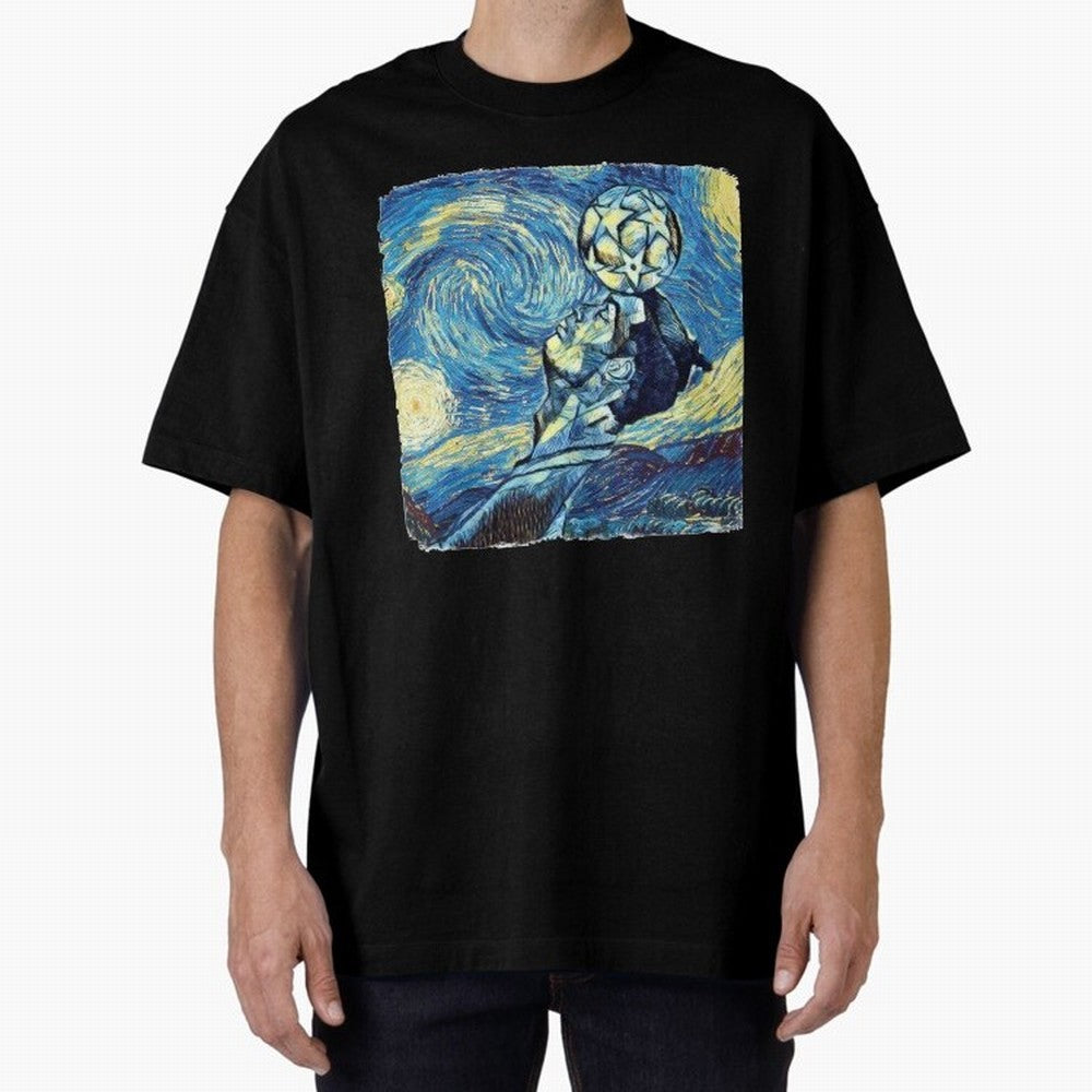 Ronaldo Ronaldo Van Gogh Style Oversized T-Shirt Show Your Tournament Heart for FIFA World Cup 2026 Group Stage Spirit, with England and Germany, Messi and Cristiano Ronaldo, Classic Soccer Heritage, Championship Pressure, Fan Loyalty and