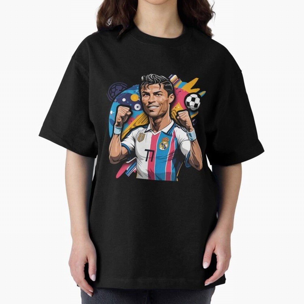 Cristiano Ronaldo cr7 Oversized T-Shirt Bring Retro Soccer Energy to the FIFA World Cup 2026 Journey through Messi and Cristiano Ronaldo Highlights, Spain Pride, Worldwide Fan Energy, Dramatic Goals, Stadium Lights and Championship Celebrations;