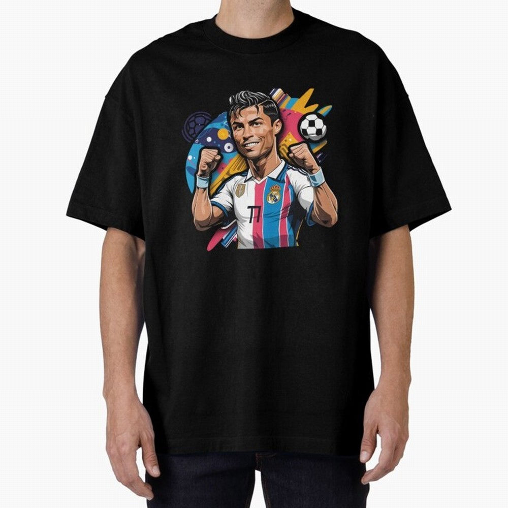 Cristiano Ronaldo cr7 Oversized T-Shirt Bring Retro Soccer Energy to the FIFA World Cup 2026 Journey through Messi and Cristiano Ronaldo Highlights, Spain Pride, Worldwide Fan Energy, Dramatic Goals, Stadium Lights and Championship Celebrations;