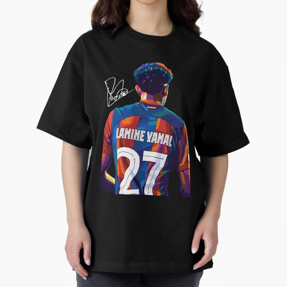 Lamine Yamal Football Player Wpap Art Oversized T-Shirt Celebrate Every Goal in the FIFA World Cup 2026 Journey through Cristiano Ronaldo Highlights, France and Portugal Pride, Stadium Chants, National Pride, Trophy Dreams and Unforgettable