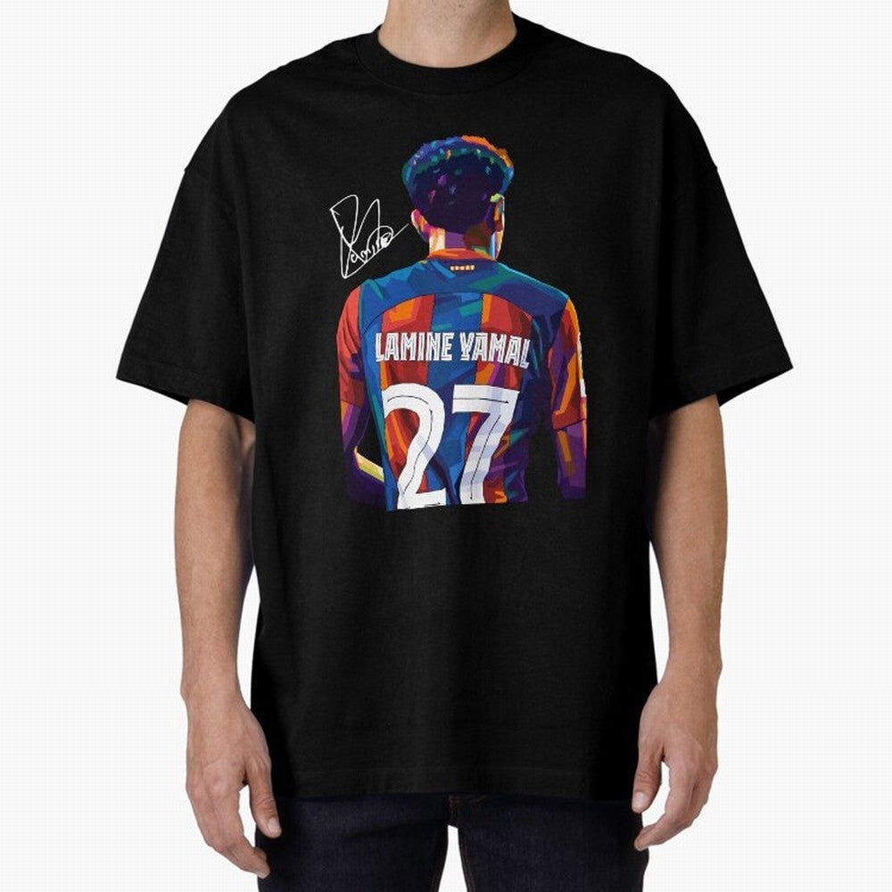 Lamine Yamal Football Player Wpap Art Oversized T-Shirt Celebrate Every Goal in the FIFA World Cup 2026 Journey through Cristiano Ronaldo Highlights, France and Portugal Pride, Stadium Chants, National Pride, Trophy Dreams and Unforgettable