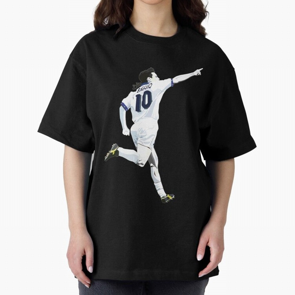 Roberto Baggio - Italy | Mbappe gift Oversized T-Shirt Upgrade FIFA World Cup 2026 Spirit, Capturing France and Portugal, Messi, CR7 and Mbappe, Stadium Chants, National Pride, Trophy Dreams and Unforgettable Football Memories; Ideal for Football