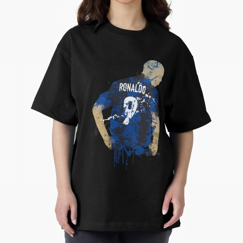 Ronaldo Number 9 Art Oversized T-Shirt Share FIFA World Cup 2026 USA Canada Mexico with Haaland and Mbappe, Argentina Energy, Game Day Rituals, Football Legends, Country Pride and the Road to the Final; Perfect for Fans, Collectors, Family
