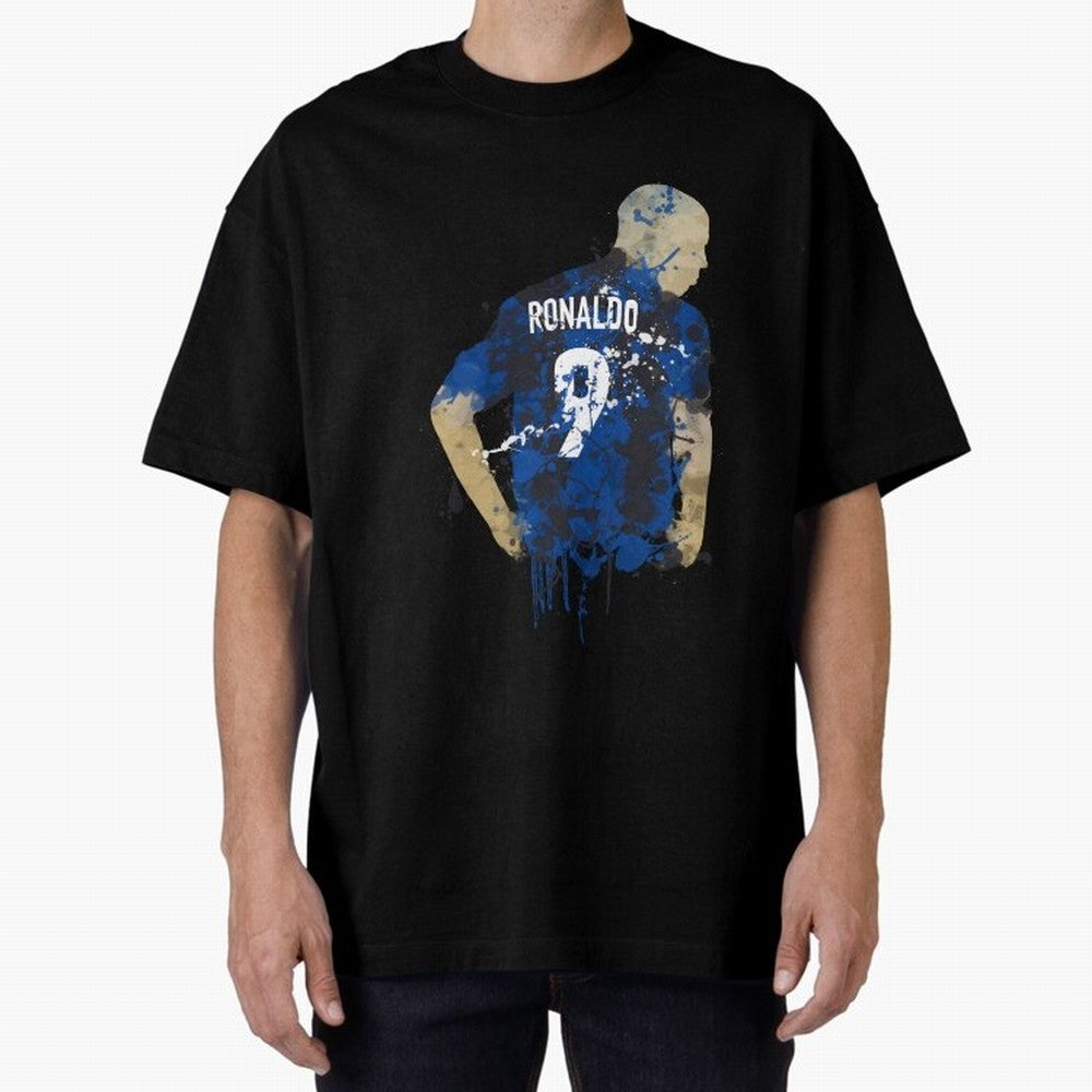 Ronaldo Number 9 Art Oversized T-Shirt Share FIFA World Cup 2026 USA Canada Mexico with Haaland and Mbappe, Argentina Energy, Game Day Rituals, Football Legends, Country Pride and the Road to the Final; Perfect for Fans, Collectors, Family