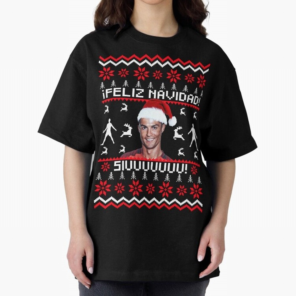 Cristiano Ronaldo El Bicho SIUU Ugly Sweater Oversized T-Shirt Feel the Roar of Global Football Passion for FIFA World Cup 2026 USA Canada Mexico, Featuring Messi, Neymar and Mbappe, Germany, Championship Spirit, Famous Goals, Roaring Crowds and