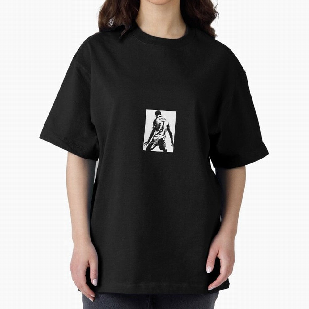 Ronaldo sticker Oversized T-Shirt Join the Global Buzz around Match Day Hype around FIFA World Cup 2026, CR7 and Messi, England, France and Netherlands, Championship Spirit, Famous Goals, Roaring Crowds and International Football Unity; Perfect for