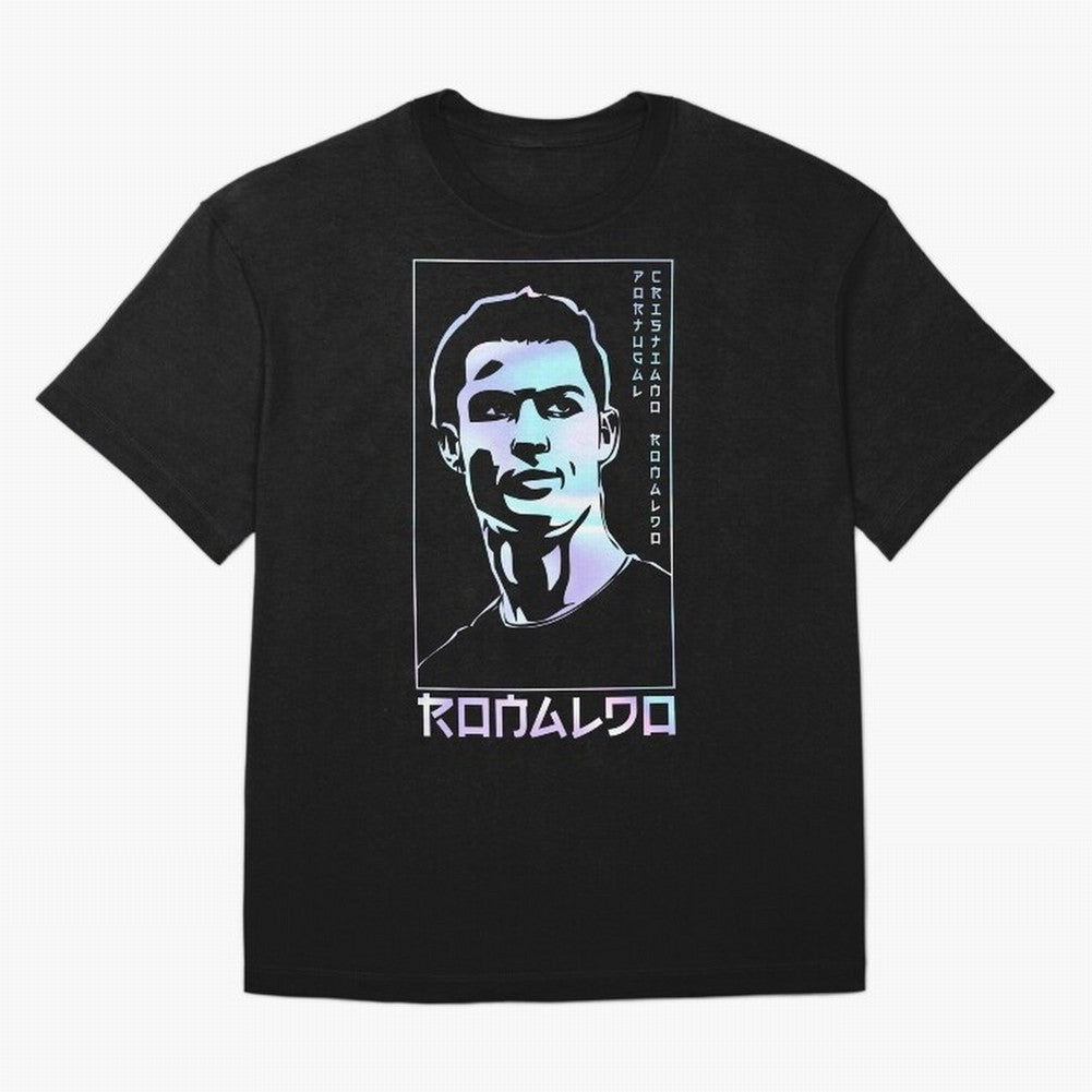 Ronaldo holographic Style Portrait art illustration Oversized T-Shirt Capture Stadium Memories from FIFA World Cup 2026 Group Stage Celebrating Messi, Neymar and Mbappe, England, France and Netherlands Energy, Champion Mindset, Group Stage Buzz,