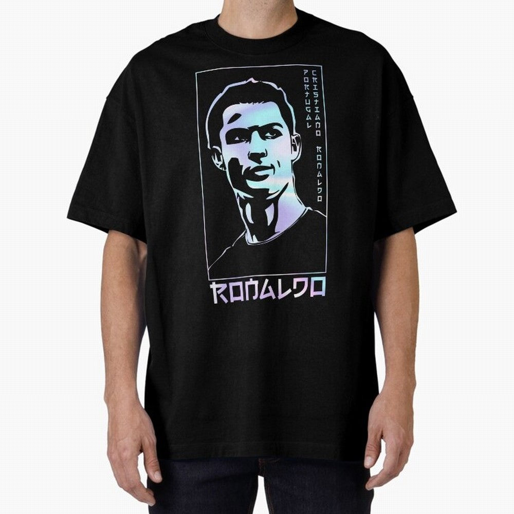 Ronaldo holographic Style Portrait art illustration Oversized T-Shirt Capture Stadium Memories from FIFA World Cup 2026 Group Stage Celebrating Messi, Neymar and Mbappe, England, France and Netherlands Energy, Champion Mindset, Group Stage Buzz,