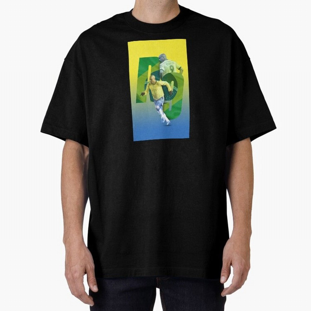 Ronaldo Luis Nazario de Lima Illustration Oversized T-Shirt Show Match Day Excitement for FIFA World Cup 2026 USA Canada Mexico for Fans of Neymar, Haaland and Cristiano Ronaldo and France, Bringing Match Day Excitement, Supporter Culture, Golden