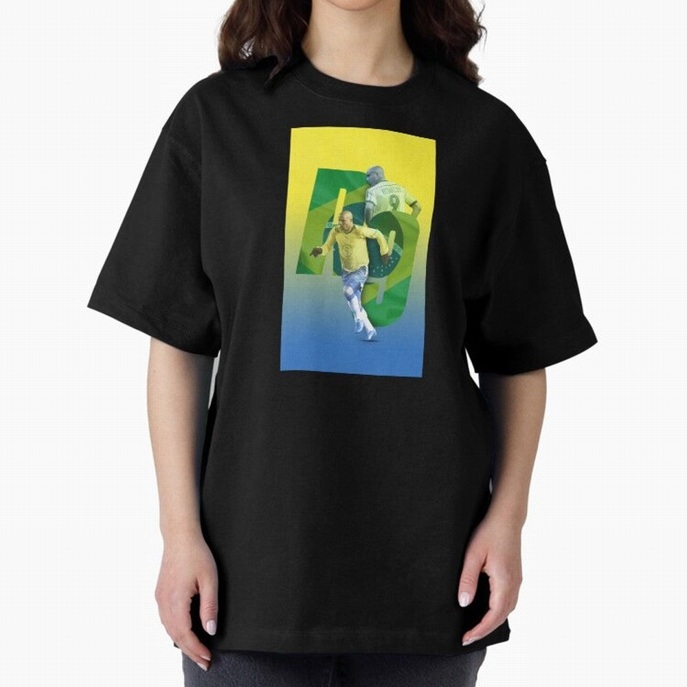 Ronaldo Luis Nazario de Lima Illustration Oversized T-Shirt Show Match Day Excitement for FIFA World Cup 2026 USA Canada Mexico for Fans of Neymar, Haaland and Cristiano Ronaldo and France, Bringing Match Day Excitement, Supporter Culture, Golden