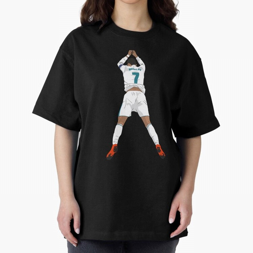 Cristiano Ronaldo Iconic Celebration Oversized T-Shirt Bring International Match Energy to FIFA World Cup 2026 Group Stage Driven by Messi and Cristiano Ronaldo, Spain and Netherlands Energy, Championship Spirit, Famous Goals, Roaring Crowds and
