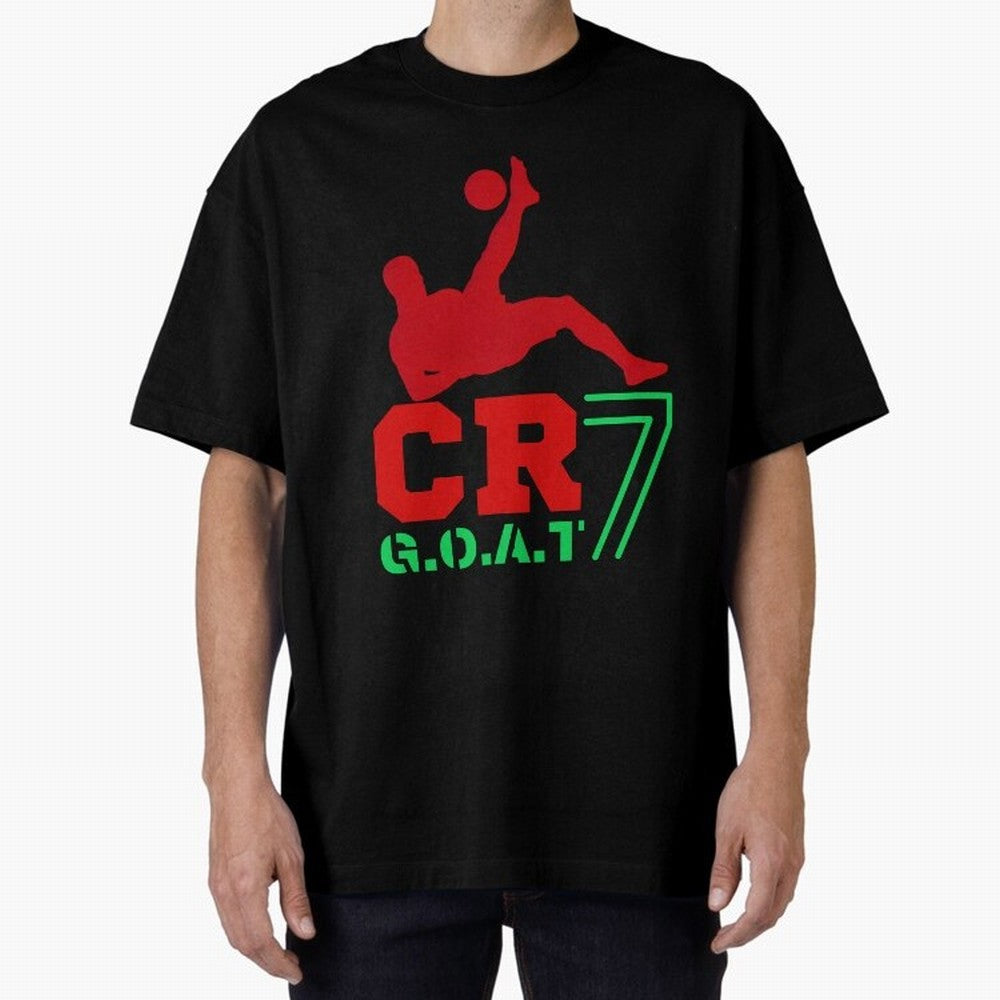 CR7 G.O.A.T Oversized T-Shirt Celebrate the Road through Match Day Hype around FIFA World Cup 2026, Haaland and Mbappe, Brazil, Vintage Soccer Flavor, Modern Football Stars, National Flags and Final Night Emotion; Perfect for Fans, Collectors,