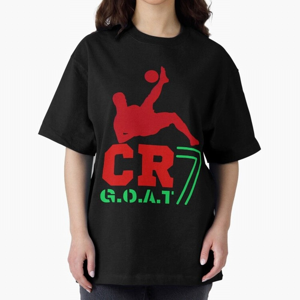 CR7 G.O.A.T Oversized T-Shirt Celebrate the Road through Match Day Hype around FIFA World Cup 2026, Haaland and Mbappe, Brazil, Vintage Soccer Flavor, Modern Football Stars, National Flags and Final Night Emotion; Perfect for Fans, Collectors,