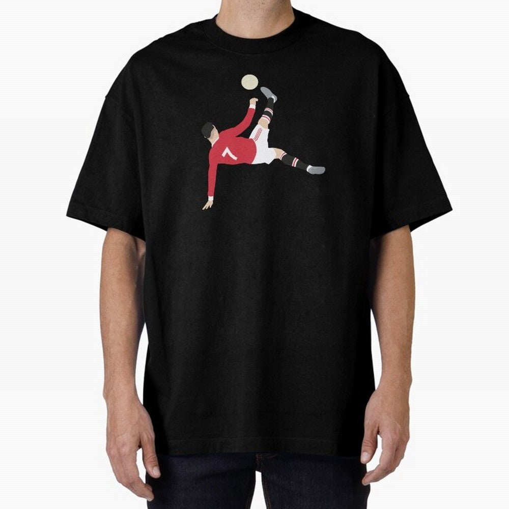 Cristiano Ronaldo Bicycle Kick MUFC Oversized T-Shirt Remember Iconic Moments from FIFA World Cup 2026 Group Stage Driven by Messi, CR7 and Mbappe, Argentina, France and Brazil Energy, Worldwide Fan Energy, Dramatic Goals, Stadium Lights and