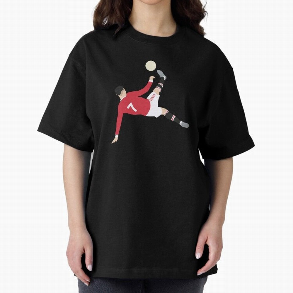 Cristiano Ronaldo Bicycle Kick MUFC Oversized T-Shirt Remember Iconic Moments from FIFA World Cup 2026 Group Stage Driven by Messi, CR7 and Mbappe, Argentina, France and Brazil Energy, Worldwide Fan Energy, Dramatic Goals, Stadium Lights and