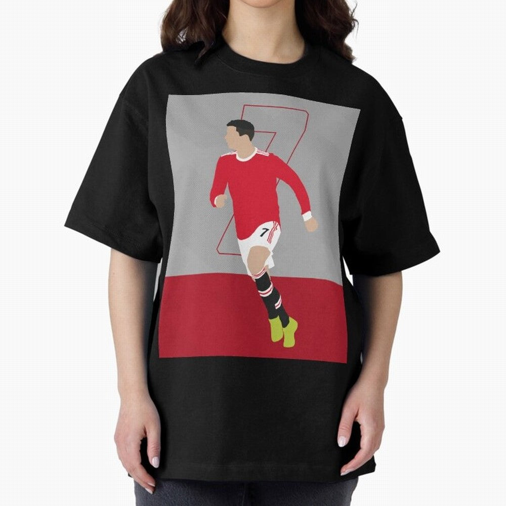 Cristiano Ronaldo 2021/22 Illustration Oversized T-Shirt Stand Out with Spirit from FIFA World Cup 2026 for Fans of Cristiano Ronaldo, Haaland and CR7 and Portugal, Bringing Championship Spirit, Famous Goals, Roaring Crowds and International