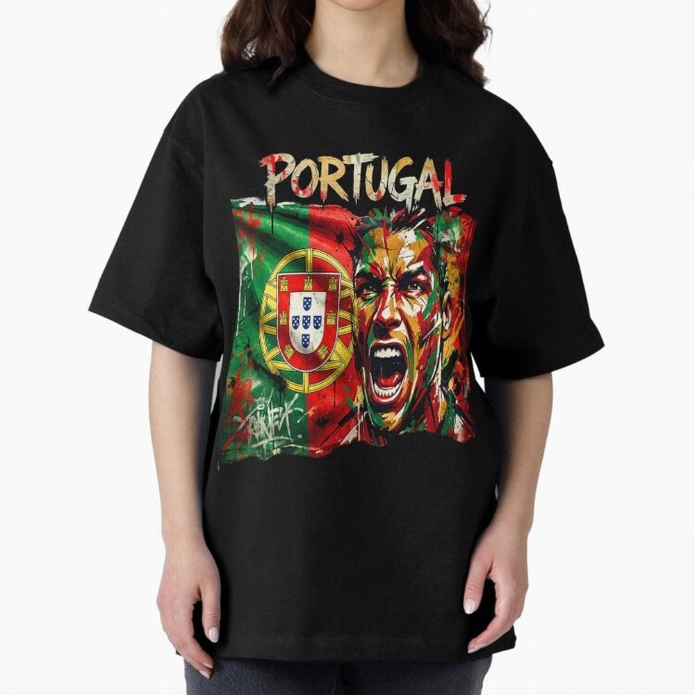 PORTUGAL FOOTBALL TEAM Oversized T-Shirt Celebrate Classic Football Spirit in FIFA World Cup 2026 Centered on Messi, Neymar and Mbappe, Argentina, France and Brazil Energy, Sports Nostalgia, International Competition, Famous Players and