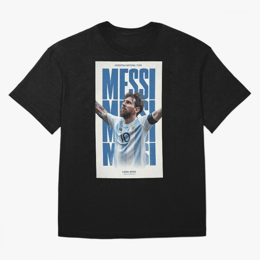 Messi Champion Graphic Oversized T-Shirt Honor Football Greatness during Global Football Passion for FIFA World Cup 2026 Group Stage, Capturing Mbappe, France and Portugal, Global Supporter Spirit, Legendary Goals, National Colors and Tournament