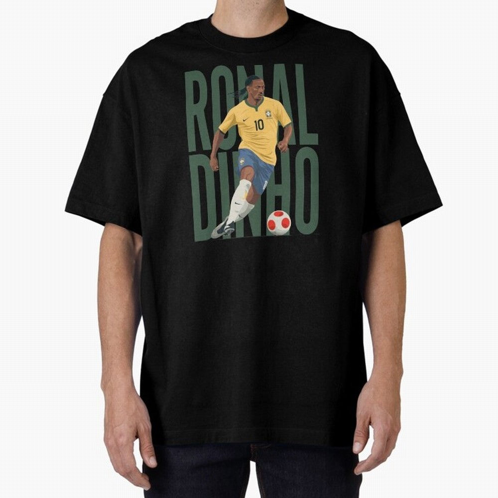 Ronaldinho Gaucho in action Minimalist Graphic Oversized T-Shirt Experience FIFA World Cup 2026 Group Stage for Fans of Messi and England and Germany, Bringing Tournament Hype, Historic Matchups, Family Viewing Parties and Global Sports Pride;