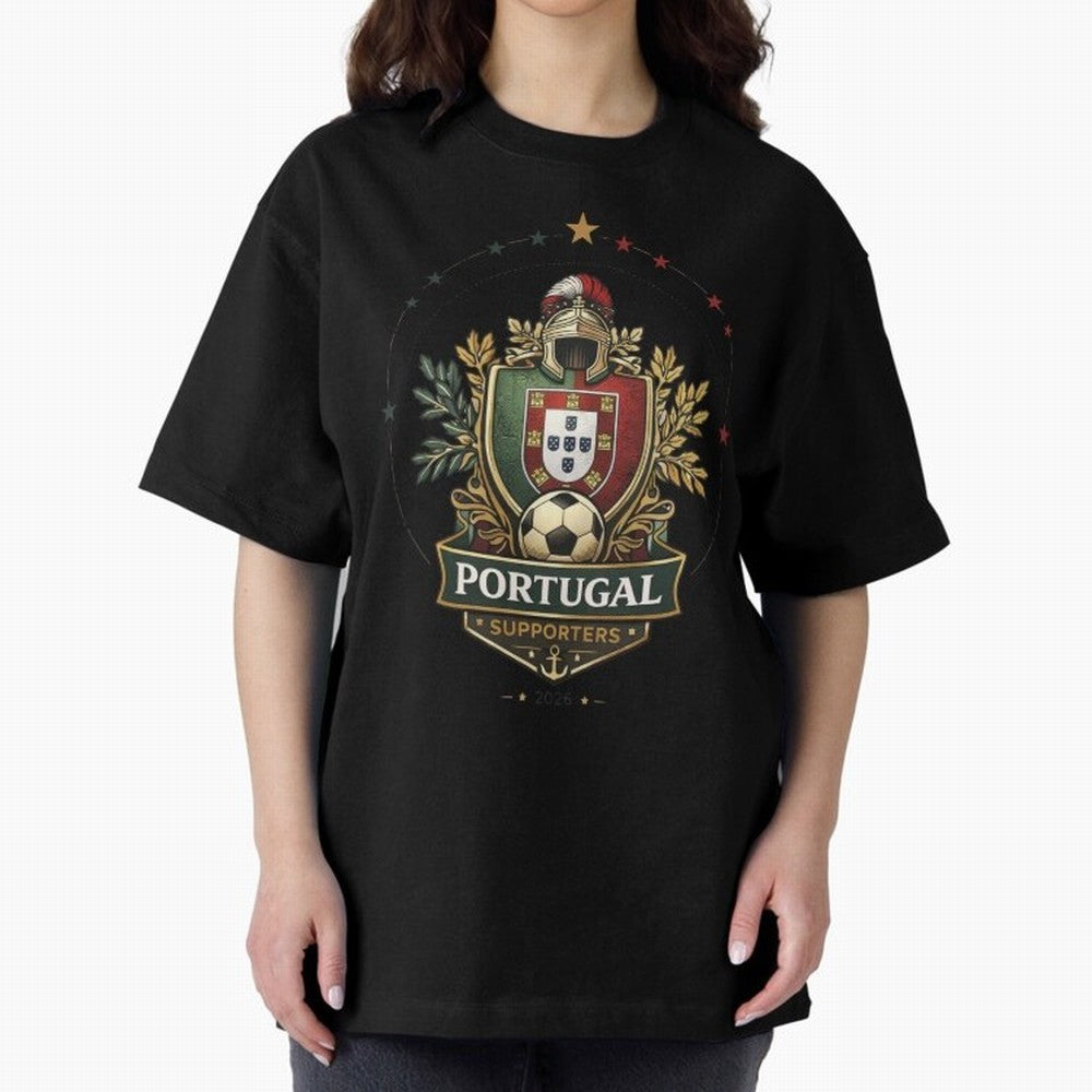 Portugal 2026 Football Crest ¨C Portuguese Soccer Supporters Pride Design Oversized T-Shirt Discover Global Football Passion for FIFA World Cup 2026 Group Stage, Celebrating CR7, England, Game Day Rituals, Football Legends, Country Pride and the
