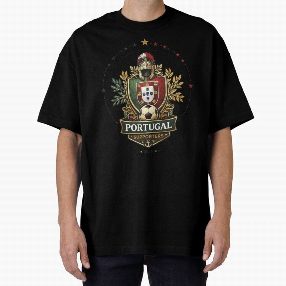 Portugal 2026 Football Crest ¨C Portuguese Soccer Supporters Pride Design Oversized T-Shirt Discover Global Football Passion for FIFA World Cup 2026 Group Stage, Celebrating CR7, England, Game Day Rituals, Football Legends, Country Pride and the