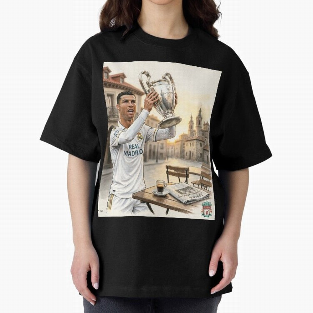 Madrid Oversized T-Shirt Show Support during FIFA World Cup 2026 Spirit, Centered on France, Haaland and Mbappe, Stadium Memories, Football Loyalty, International Chants and Championship Tradition; Ideal for Passionate Fans Who Love Underdog