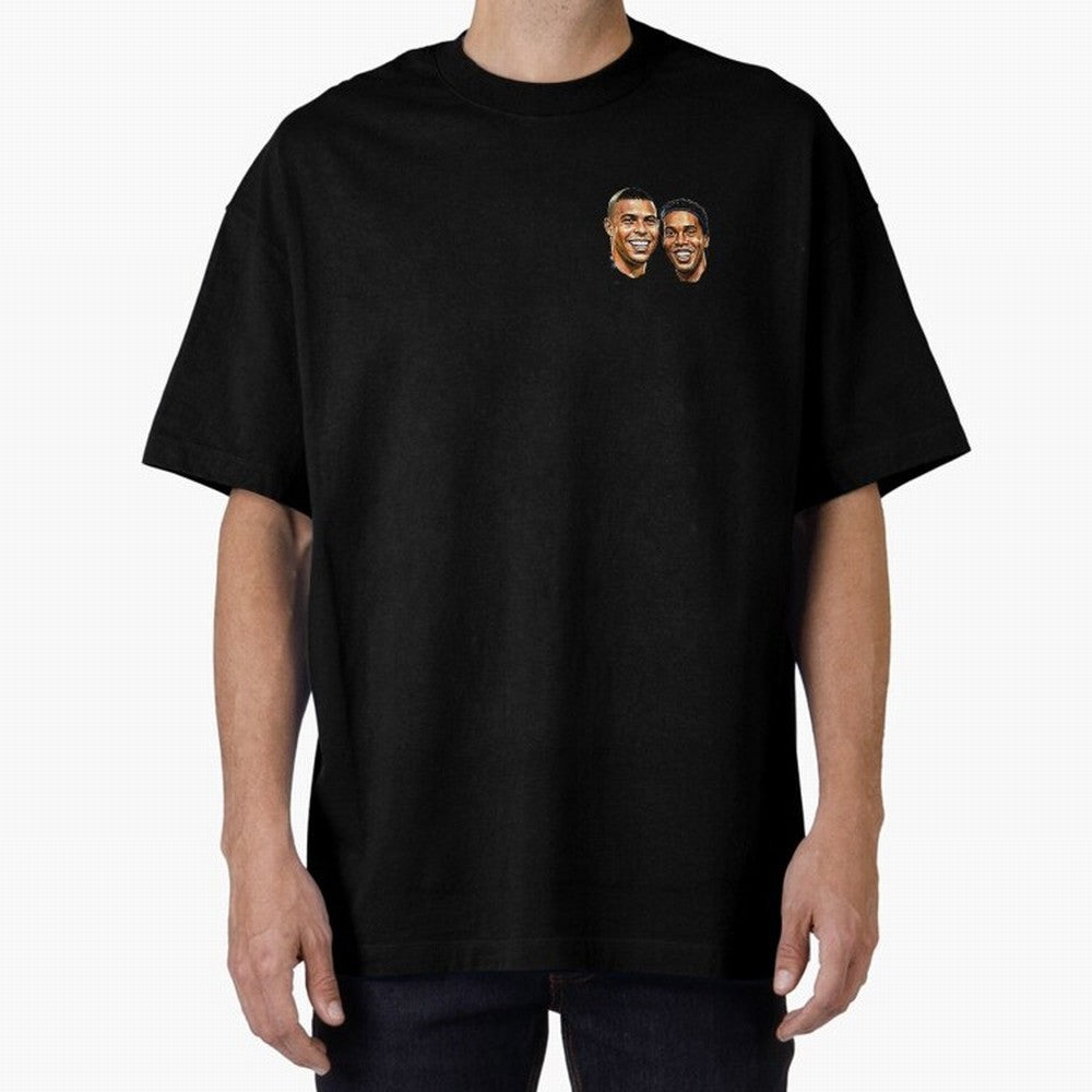 Ronaldo & Ronaldinho: The Legends of Brazil Joga Bonito Oversized T-Shirt Embrace FIFA World Cup 2026 Group Stage Spirit, Highlighting France and Portugal, Messi, CR7 and Mbappe, Sports Nostalgia, International Competition, Famous Players and