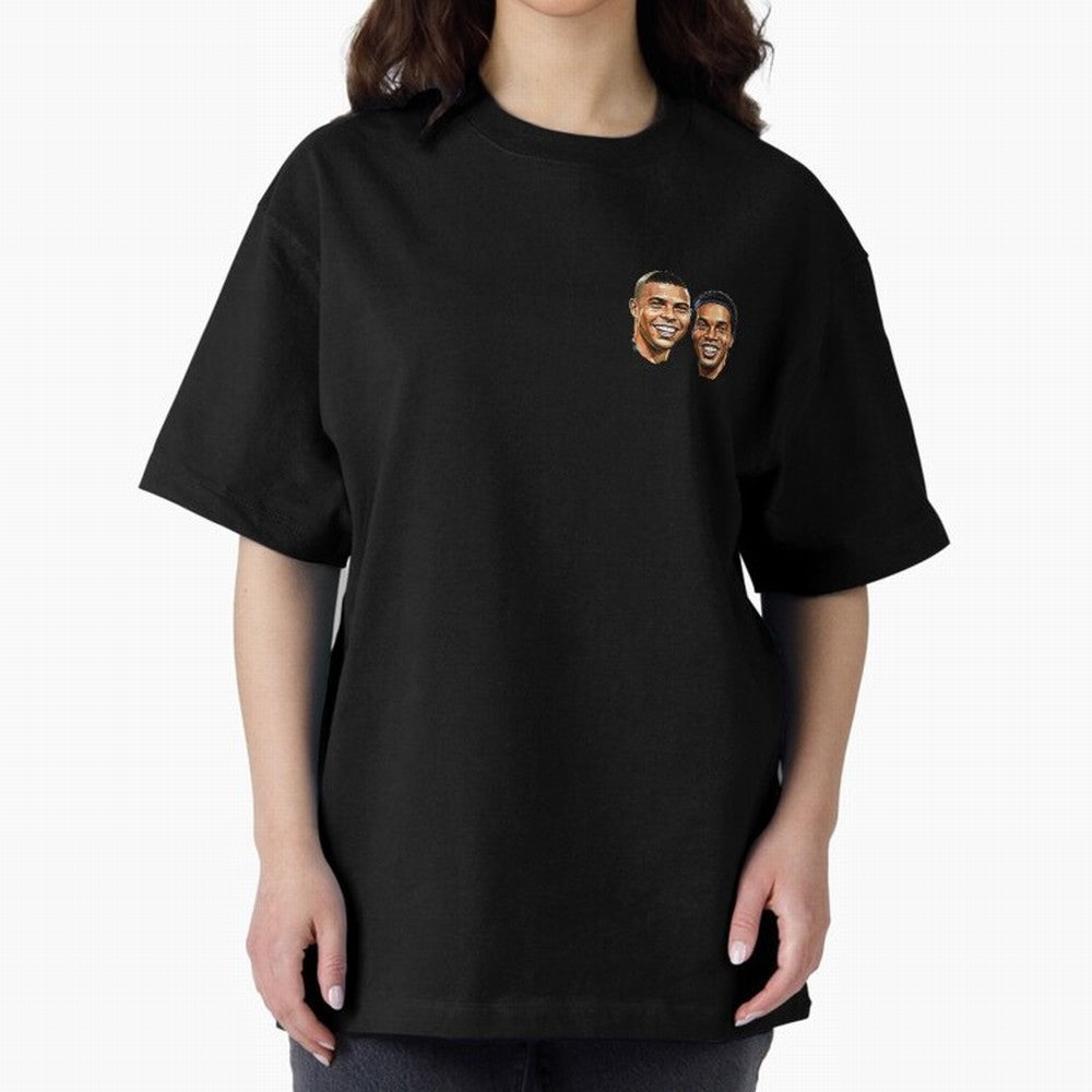 Ronaldo & Ronaldinho: The Legends of Brazil Joga Bonito Oversized T-Shirt Embrace FIFA World Cup 2026 Group Stage Spirit, Highlighting France and Portugal, Messi, CR7 and Mbappe, Sports Nostalgia, International Competition, Famous Players and