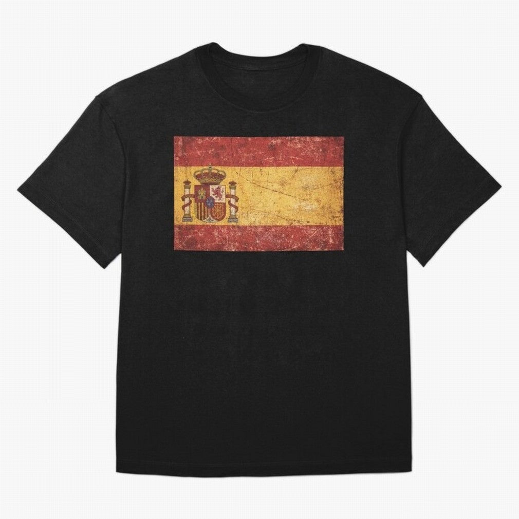 Vintage Distressed Spanish Flag Oversized T-Shirt Carry National Pride through FIFA World Cup 2026 Spirit, Inspired by Portugal, Spain and Germany, Messi, CR7 and Mbappe, Stadium Memories, Football Loyalty, International Chants and Championship