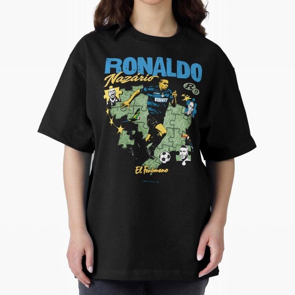 R9 Ronaldo Nazario Retro Brazil Soccer Oversized T-Shirt Join the Countdown to Global Football Passion for FIFA World Cup 2026 USA Canada Mexico, with Messi, Spain, Champion Mindset, Group Stage Buzz, Knockout Tension and Passionate Fan Culture;