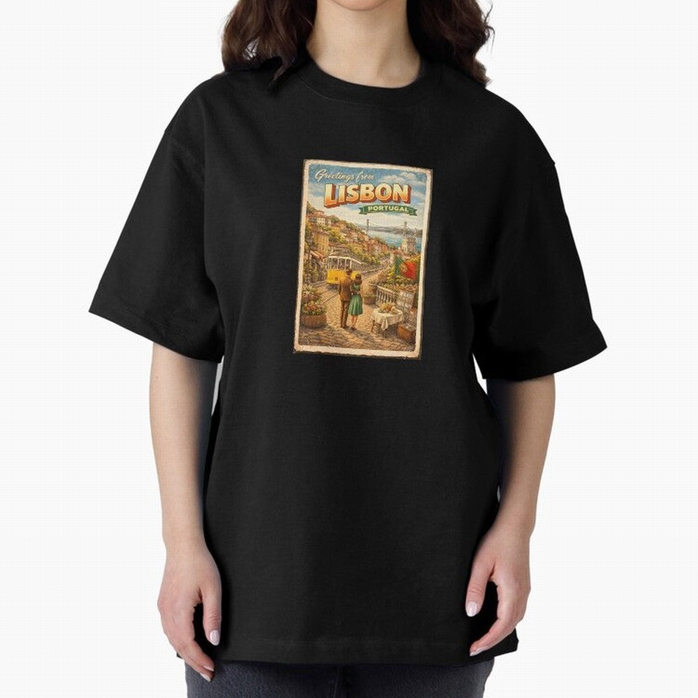 lisbon Oversized T-Shirt Remember FIFA World Cup 2026 Group Stage for Fans of CR7 and Messi and Brazil, Bringing Stadium Memories, Football Loyalty, International Chants and Championship Tradition; Perfect for Fans, Collectors, Family Gatherings,