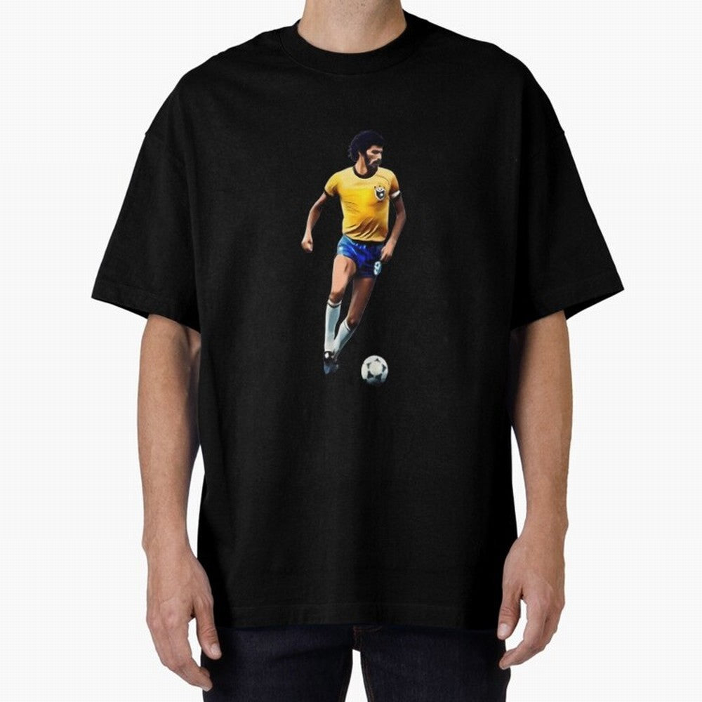 Legends Of The Beautiful Game Cartoon Collection Legends Socrates Cartoon Artwork9 Oversized T-Shirt Make Every Kick Count in FIFA World Cup 2026 Group Stage Filled with CR7 and Messi, Netherlands Energy, Football Festival Excitement, Trophy