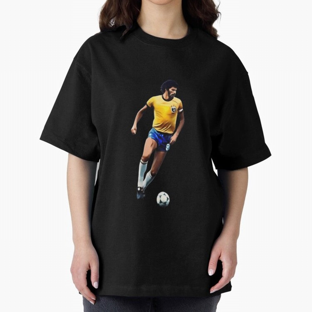 Legends Of The Beautiful Game Cartoon Collection Legends Socrates Cartoon Artwork9 Oversized T-Shirt Make Every Kick Count in FIFA World Cup 2026 Group Stage Filled with CR7 and Messi, Netherlands Energy, Football Festival Excitement, Trophy