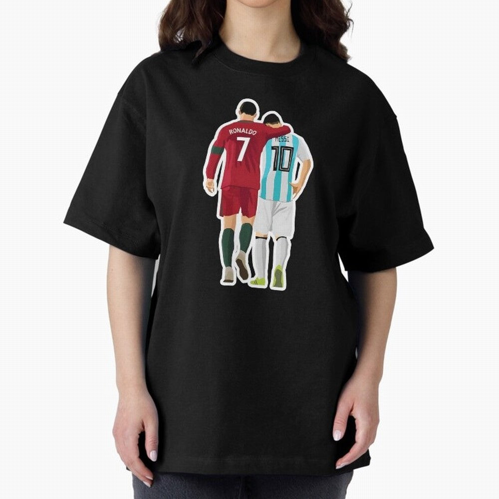 Ronaldo & Messi Oversized T-Shirt Bring Home FIFA World Cup 2026 Group Stage for Fans of Messi and Brazil, Bringing Game Day Rituals, Football Legends, Country Pride and the Road to the Final; Built for Supporters Chasing Trophy Dreams, Final Match