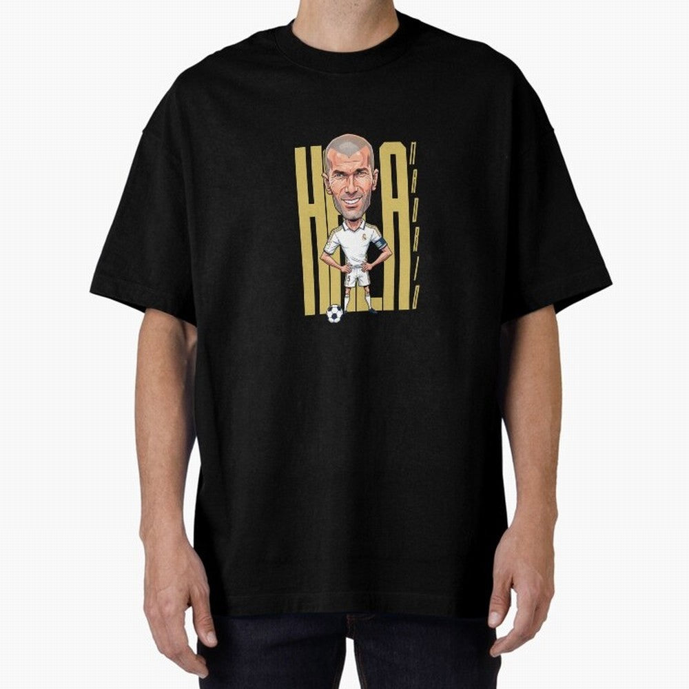 Caricature of Zin¨¦dine Zidane Hala Madrid Oversized T-Shirt Fuel the Hype around Global Football Passion for FIFA World Cup 2026 USA Canada Mexico, Filled with Haaland and Mbappe, Brazil, Portugal and Argentina, Sports Nostalgia, International