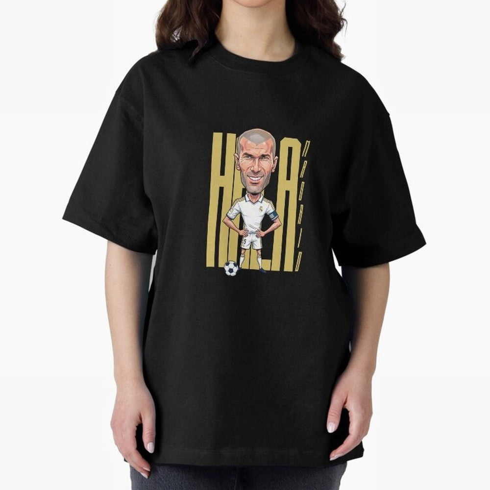 Caricature of Zin¨¦dine Zidane Hala Madrid Oversized T-Shirt Fuel the Hype around Global Football Passion for FIFA World Cup 2026 USA Canada Mexico, Filled with Haaland and Mbappe, Brazil, Portugal and Argentina, Sports Nostalgia, International