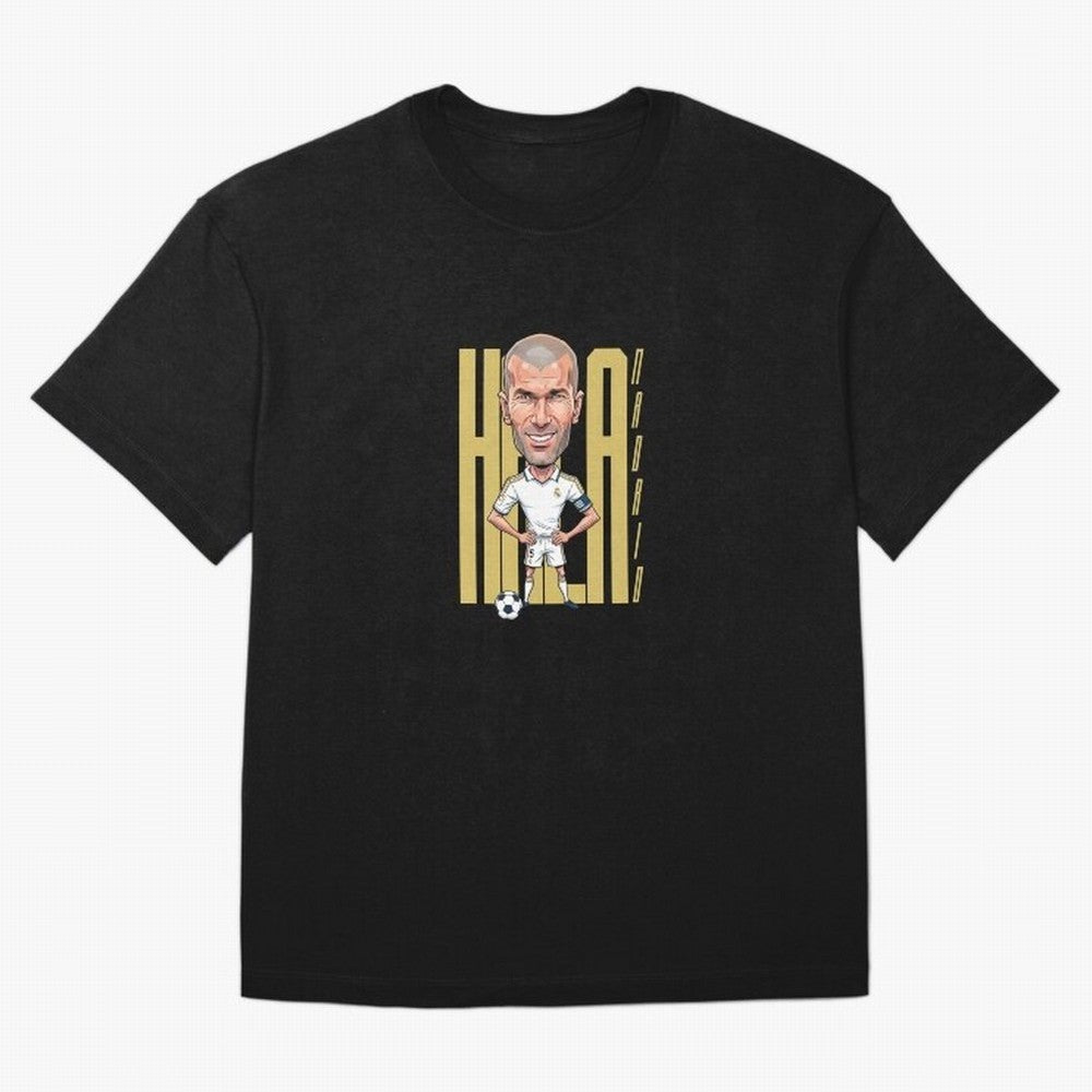 Caricature of Zin¨¦dine Zidane Hala Madrid Oversized T-Shirt Fuel the Hype around Global Football Passion for FIFA World Cup 2026 USA Canada Mexico, Filled with Haaland and Mbappe, Brazil, Portugal and Argentina, Sports Nostalgia, International