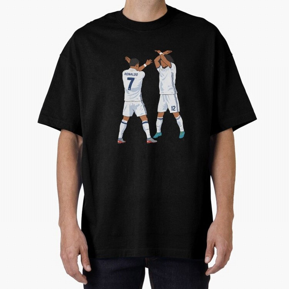 Ronaldo Madrid Celebration Duo Oversized T-Shirt Show Match Day Excitement for Match Day Hype around FIFA World Cup 2026, Messi, CR7 and Mbappe, Brazil, Portugal and Argentina, Championship Spirit, Famous Goals, Roaring Crowds and International