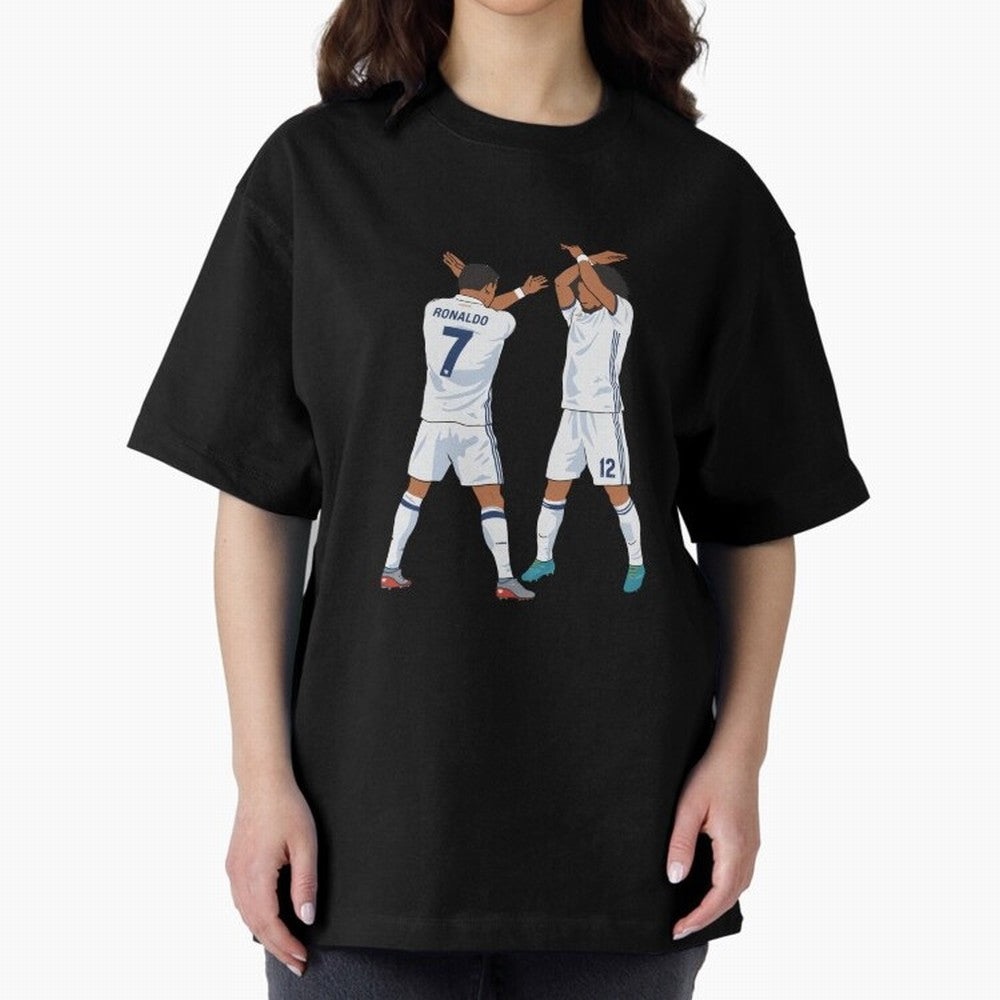 Ronaldo Madrid Celebration Duo Oversized T-Shirt Show Match Day Excitement for Match Day Hype around FIFA World Cup 2026, Messi, CR7 and Mbappe, Brazil, Portugal and Argentina, Championship Spirit, Famous Goals, Roaring Crowds and International
