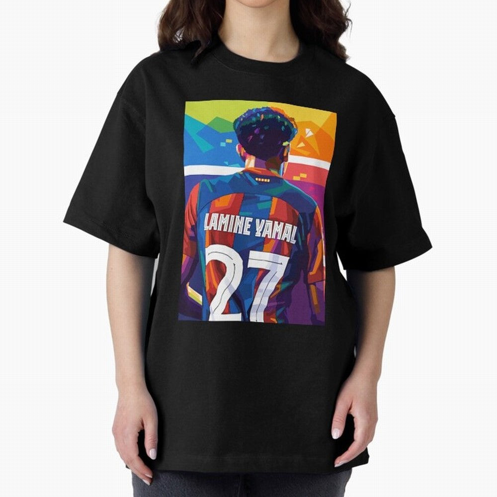 Lamine Yamal Wpap Pop Art Oversized T-Shirt Honor the Football Icons of FIFA World Cup 2026 for Fans of CR7 and Messi and England and Germany, Bringing Fan Favorite Moments, National Team Passion, Big Match Drama and Soccer History; Great for Watch