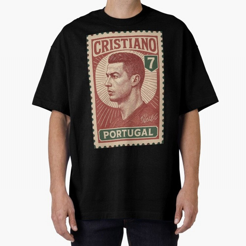 Vintage Portuguese Football Legend No.7 Poster, sticker ¨C Retro Soccer Icon Art for Fans of Manchester, Madrid & Juventus Oversized T-Shirt Fuel the Hype around FIFA World Cup 2026 for Fans of CR7 and Messi and Spain, Bringing Worldwide Fan