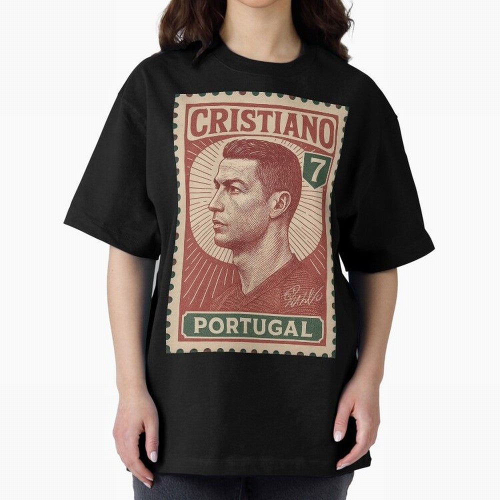 Vintage Portuguese Football Legend No.7 Poster, sticker ¨C Retro Soccer Icon Art for Fans of Manchester, Madrid & Juventus Oversized T-Shirt Fuel the Hype around FIFA World Cup 2026 for Fans of CR7 and Messi and Spain, Bringing Worldwide Fan