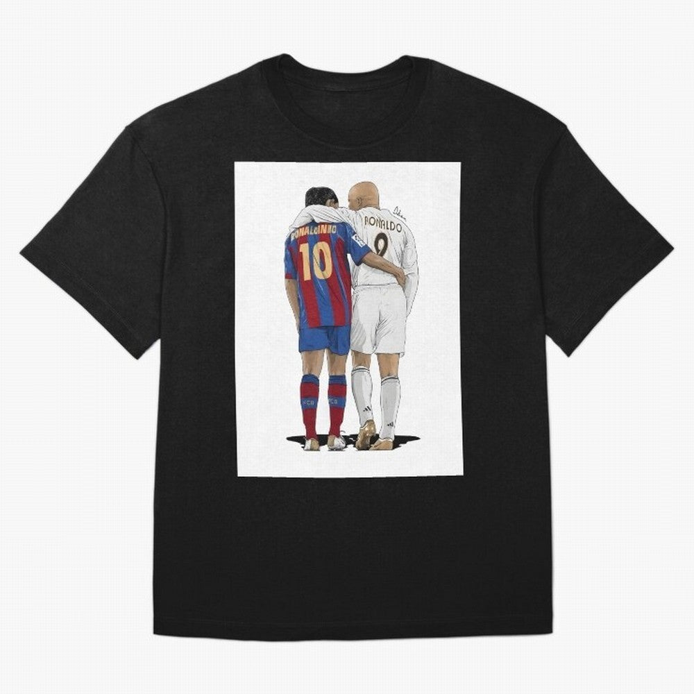 Ronaldinho & Ronaldo R9 Classic Football Legend - La Liga Derby Oversized T-Shirt Follow the Road to FIFA World Cup 2026 Spirit, Capturing England, Cristiano Ronaldo, Haaland and CR7, Sports Nostalgia, International Competition, Famous Players and