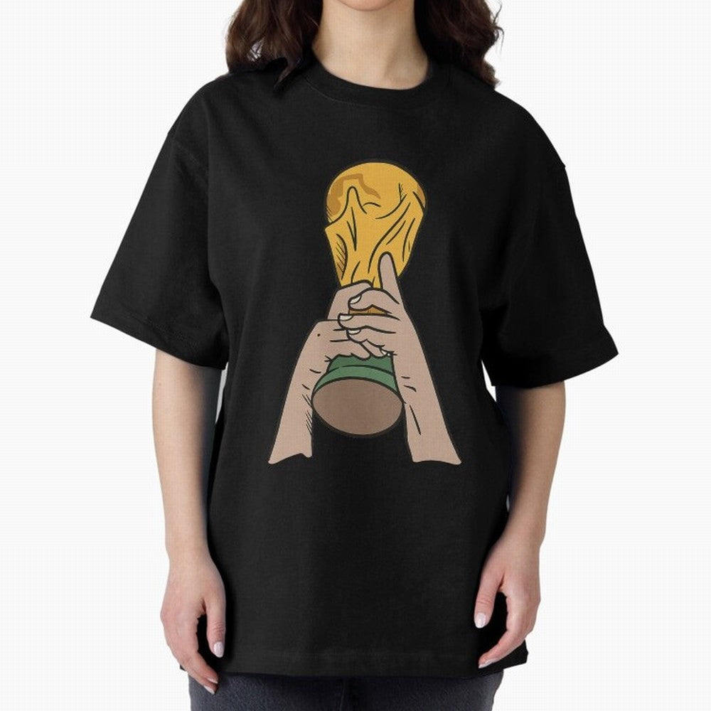 Trophy Oversized T-Shirt Make Your Look Match FIFA World Cup 2026 Spirit, Driven by Argentina and Brazil, Messi, CR7 and Mbappe, Classic Soccer Heritage, Championship Pressure, Fan Loyalty and International Pride; Perfect for Supporters Who Want