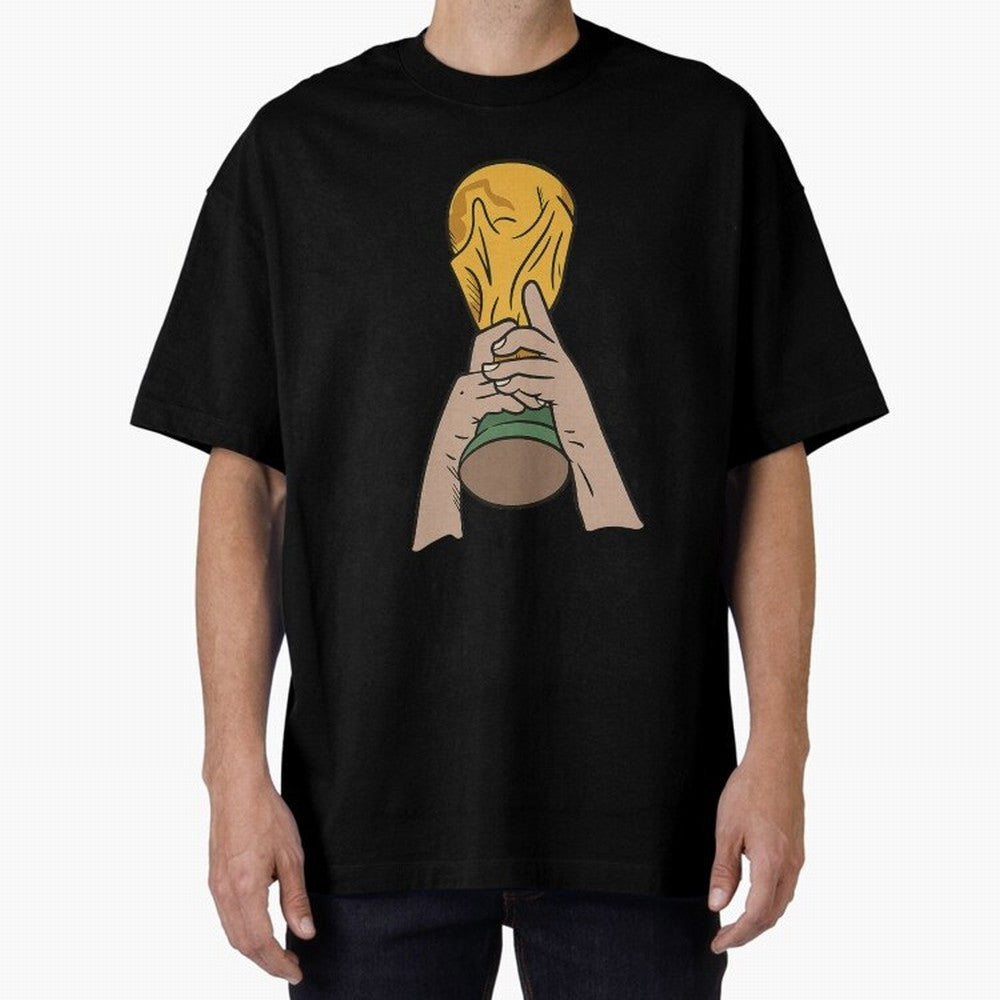 Trophy Oversized T-Shirt Make Your Look Match FIFA World Cup 2026 Spirit, Driven by Argentina and Brazil, Messi, CR7 and Mbappe, Classic Soccer Heritage, Championship Pressure, Fan Loyalty and International Pride; Perfect for Supporters Who Want