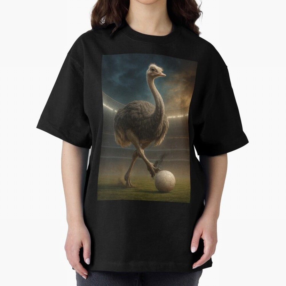 Ostrich Plays Soccer Oversized T-Shirt Celebrate Global Passion for the FIFA World Cup 2026 Group Stage Journey through Neymar, Haaland and Cristiano Ronaldo Highlights, Argentina Pride, Retro Football Energy, Iconic Rivalries, Trophy Chase Drama