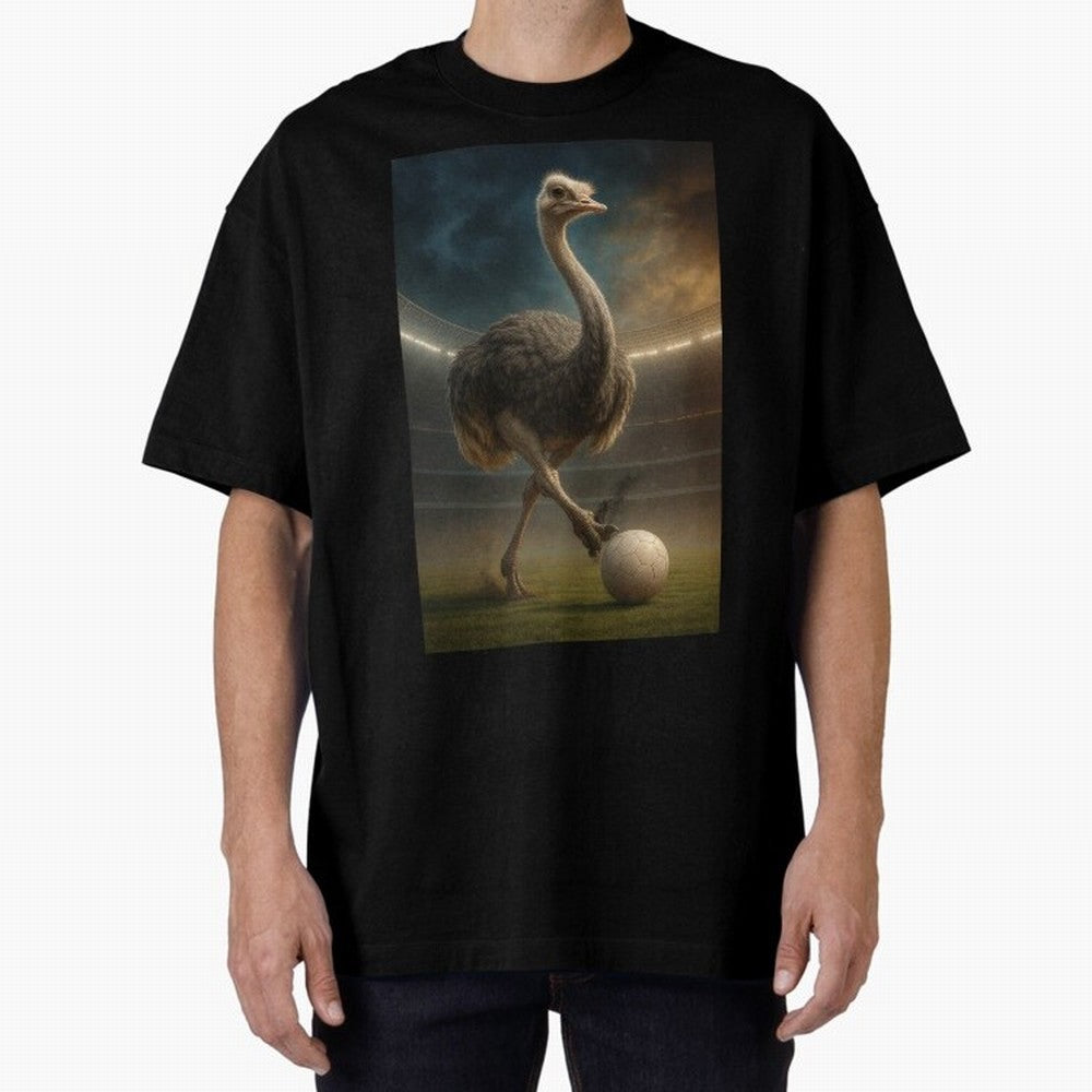 Ostrich Plays Soccer Oversized T-Shirt Celebrate Global Passion for the FIFA World Cup 2026 Group Stage Journey through Neymar, Haaland and Cristiano Ronaldo Highlights, Argentina Pride, Retro Football Energy, Iconic Rivalries, Trophy Chase Drama