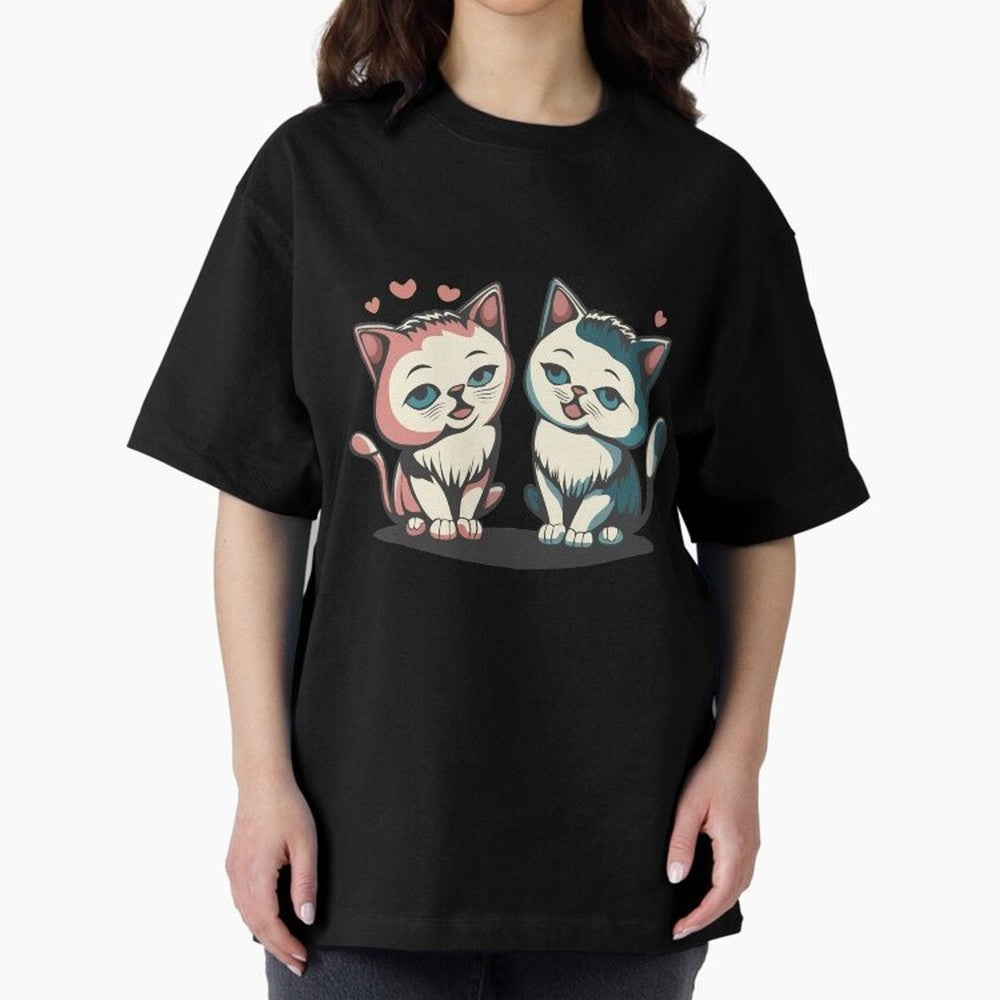 Two Funny Cats with Ronaldo Vibes ¨C Cute Football & Animal Art Oversized T-Shirt Bring a Champion Mindset to Match Day Hype around FIFA World Cup 2026, Haaland, Brazil, Portugal and Argentina, Match Day Excitement, Supporter Culture, Golden Goals