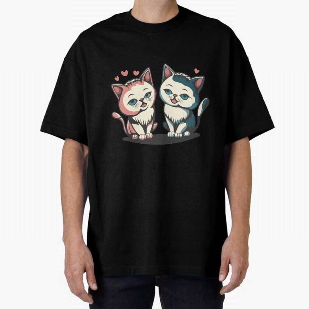 Two Funny Cats with Ronaldo Vibes ¨C Cute Football & Animal Art Oversized T-Shirt Bring a Champion Mindset to Match Day Hype around FIFA World Cup 2026, Haaland, Brazil, Portugal and Argentina, Match Day Excitement, Supporter Culture, Golden Goals